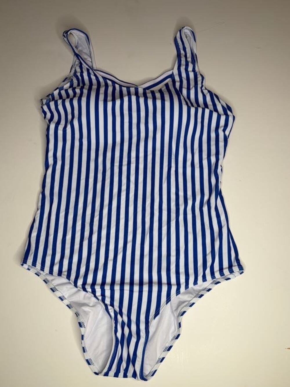 One Piece Blue White Striped Plus Size Swimsuit XXL New